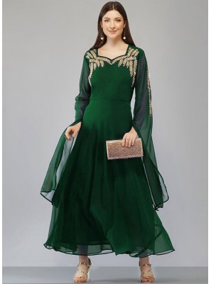 Embroidered Green Party Wear Kurti