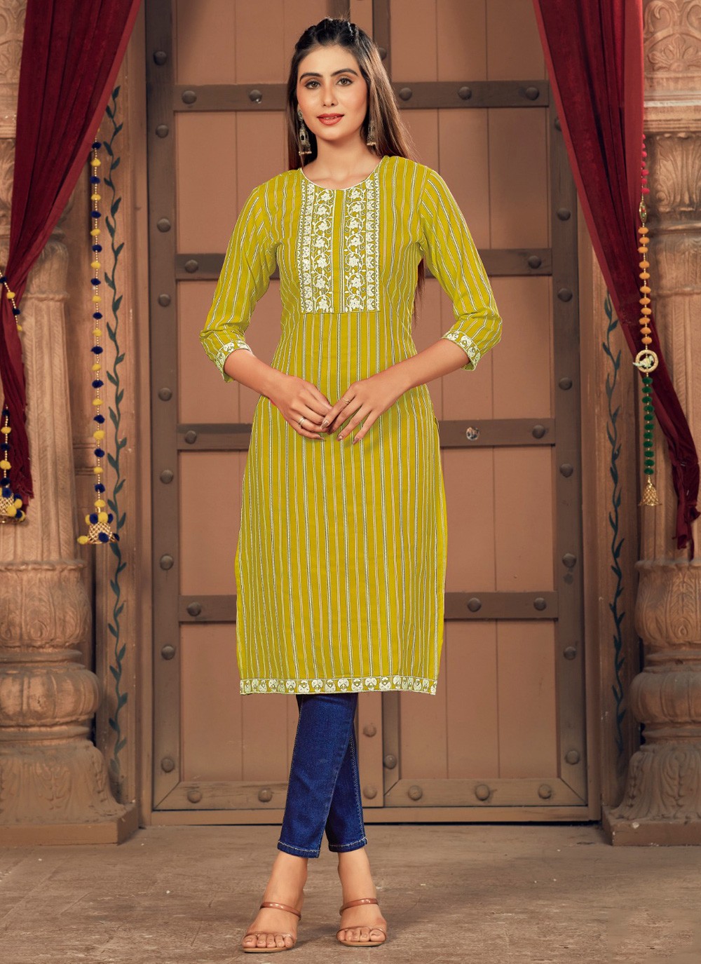 Shop Embroidered Green Party Wear Kurti Online 269209 Kurtis