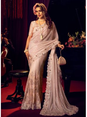 Embroidered Imported Peach Classic Saree