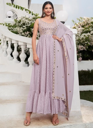 Embroidered Lavender Salwar Suit