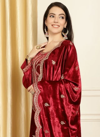 Embroidered Maroon Salwar Suit 