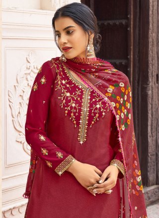 Embroidered Mehndi Salwar Suit