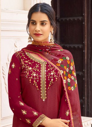 Embroidered Mehndi Salwar Suit