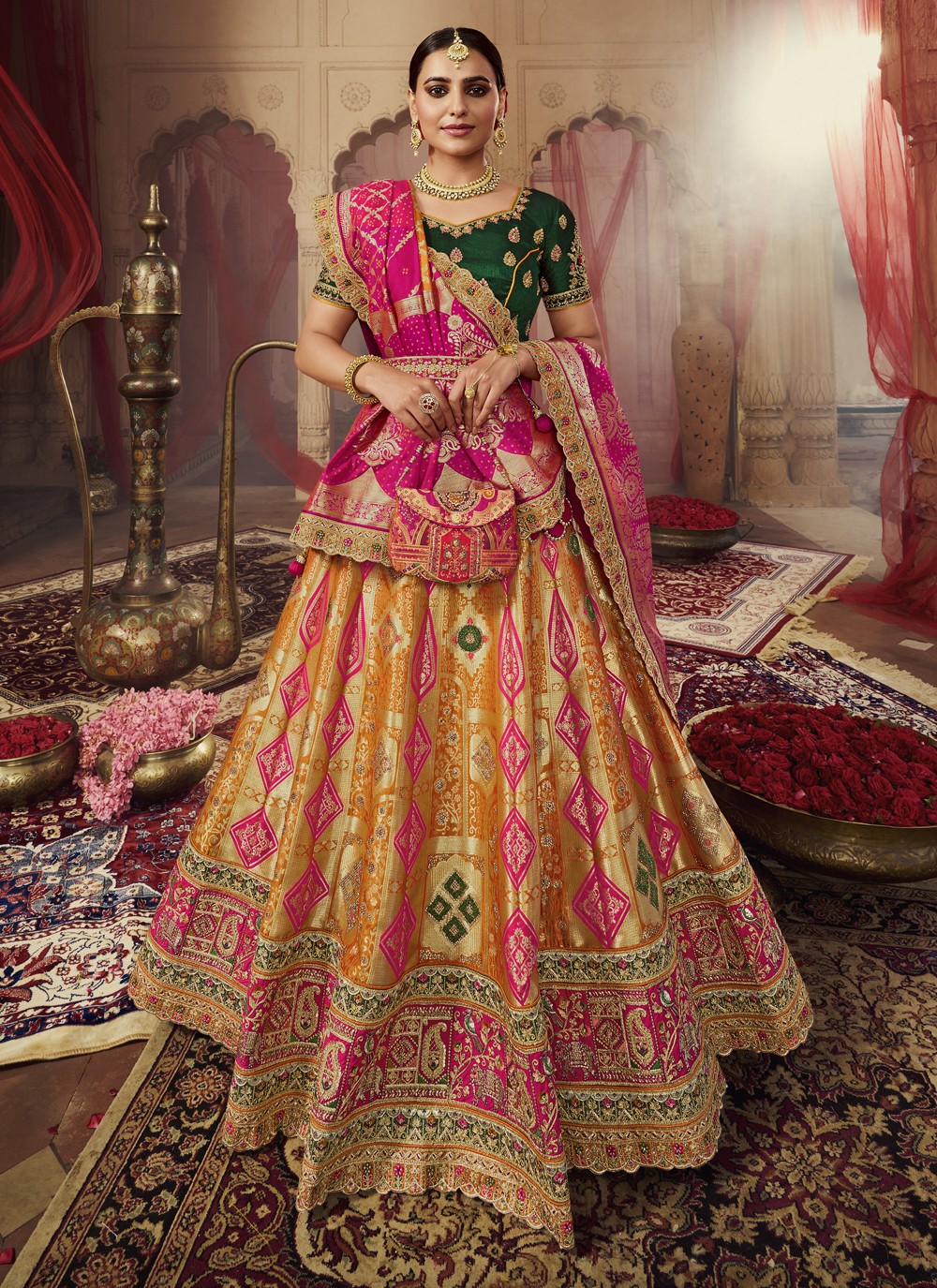 Fast Trends Organza Multi Colour Indian Latest Bridal Lehenga Choli TD –  TheDesignerSaree