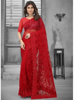 Embroidered Net Contemporary Style Saree