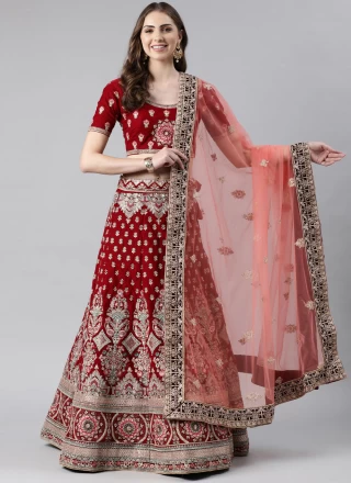 Embroidered Net Dupatta in Pink