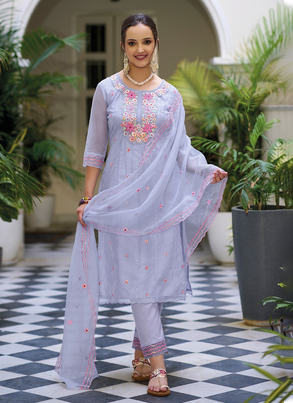 Shop Embroidered Organza Pant Style Suit Online 265601 Salwar