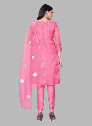 Embroidered Pink Organza Designer Salwar Kameez