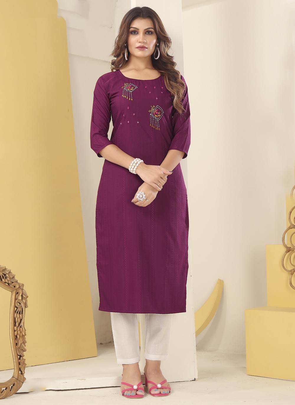 Purple kurtis online hotsell