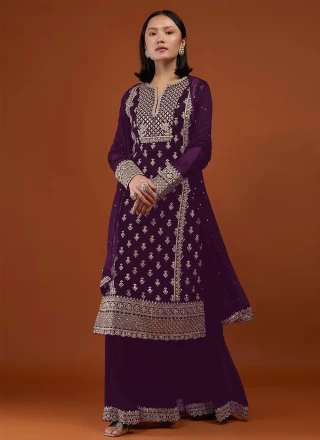 Embroidered Purple Trendy Salwar Kameez 