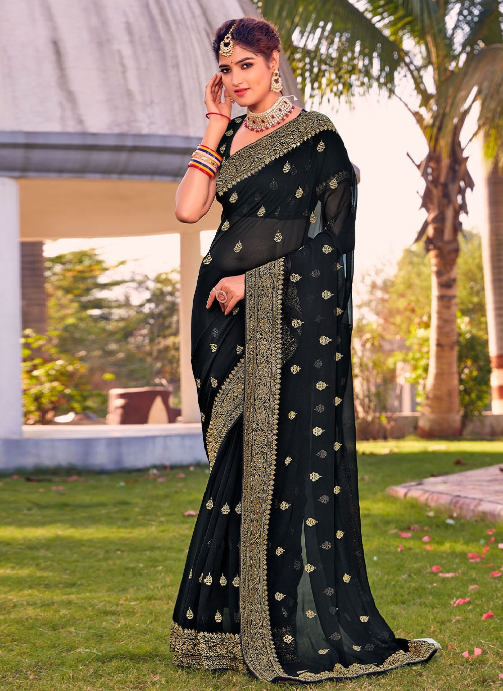 Buy Black Ruffle Saree Online In India - Etsy India