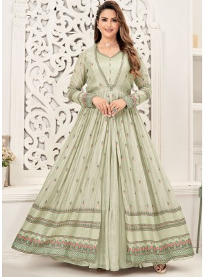 Embroidered Sea Green Designer Gown