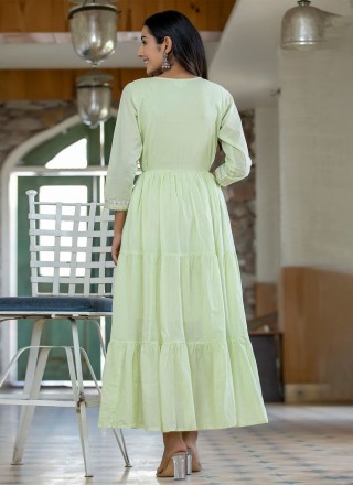 Embroidered Sea Green Readymade Gown