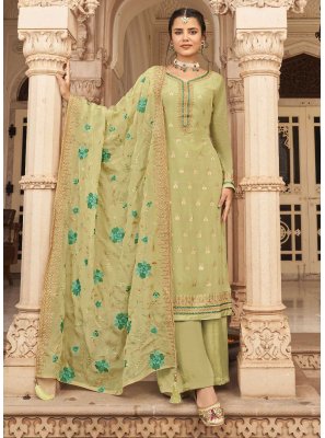 Embroidered Sea Green Salwar Suit 