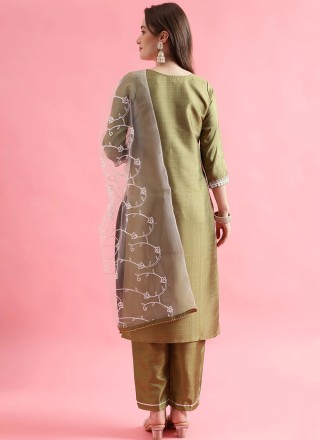 Embroidered Silk Blend Green Trendy Salwar Kameez