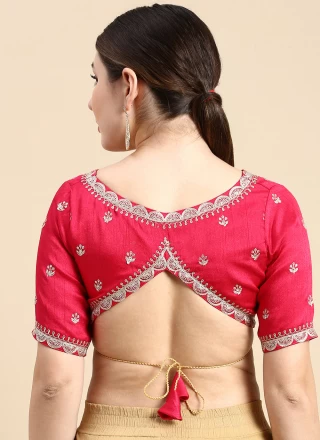 Embroidered Silk Blouse in Red