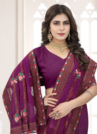 Embroidered Silk Trendy Saree