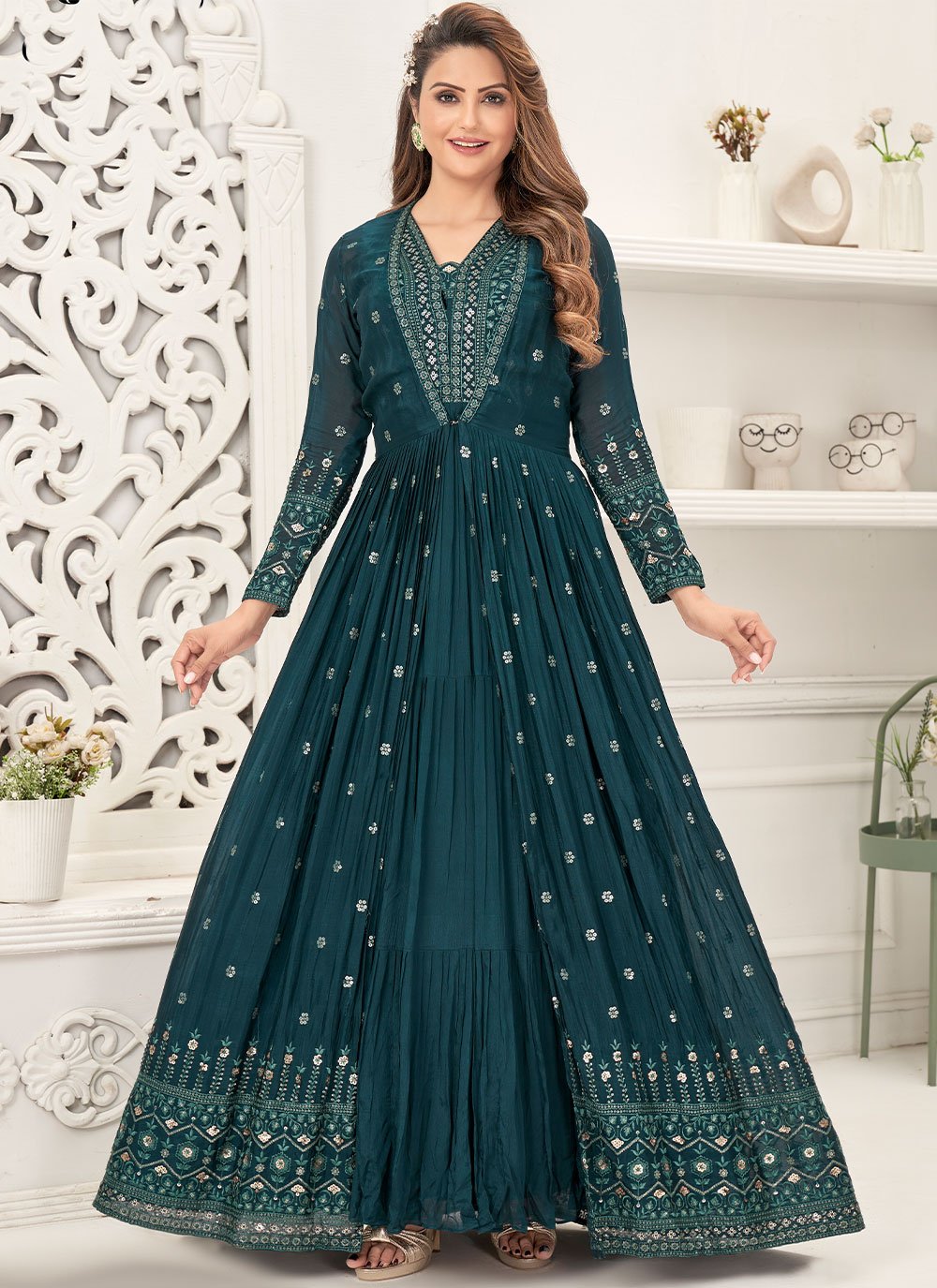 Embroidered Trendy Gown