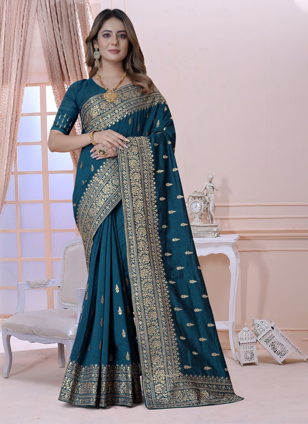 Teal Blue Woven Banarasi Silk Saree for Women Indian Wedding - Etsy