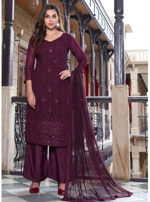 Embroidered Viscose Purple Trendy Salwar Kameez