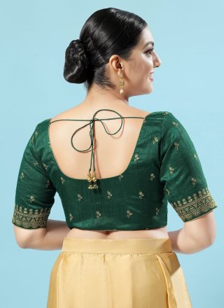 Embroidered Work Silk Designer Blouse In Green for Festival