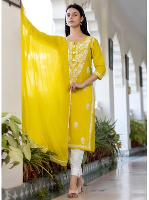 Embroidered Yellow Salwar Suit 