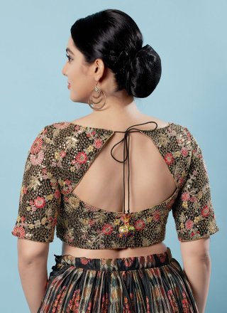 Exquisite Black Silk Designer Blouse