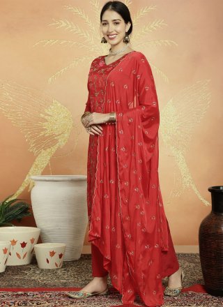 Fab Red Silk Salwar Suit