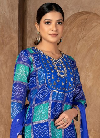Fancy Fabric Blue Trendy Salwar Kameez