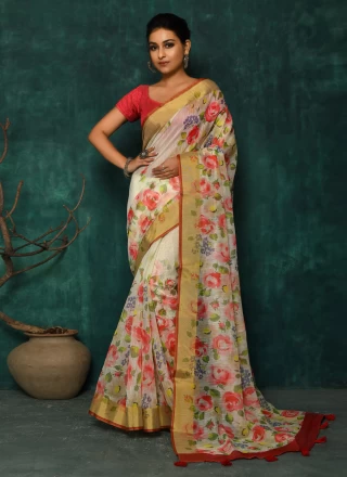 Fancy Fabric Digital Print Multi Colour Classic Designer Saree