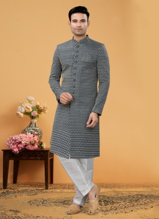 Fancy Fabric Green Indo Western Sherwani
