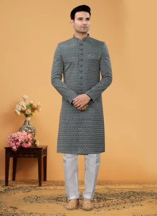 Fancy Fabric Green Indo Western Sherwani