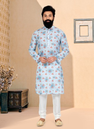 Fancy Fabric Sequins Kurta Pyjama in Multi Colour