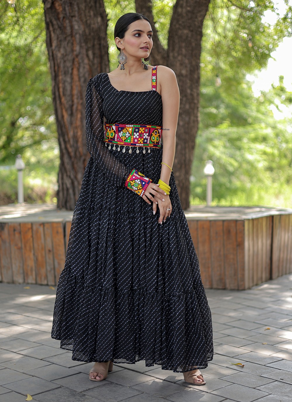 Buy Faux Georgette Black Trendy Gown Online 