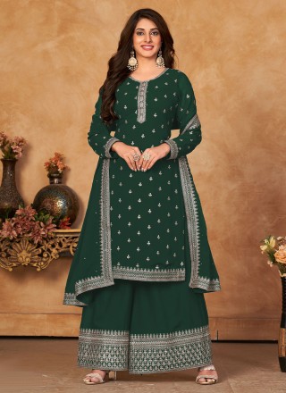 Faux Georgette Embroidered Long Length Salwar Suit