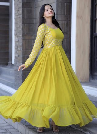 Faux Georgette Floor Length Gown