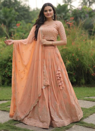 Peach Color Designer Lehenga Choli For Wedding & Engagement Function -  Suratikart