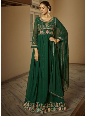 Faux Georgette Sequins Floor Length Salwar Kameez