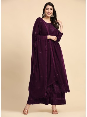Faux Georgette Trendy Salwar Kameez in Purple