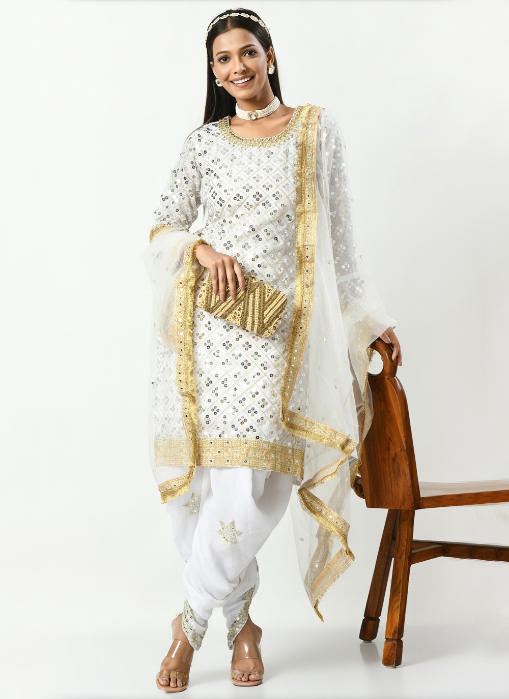 Punjabi suit design in best sale white colour