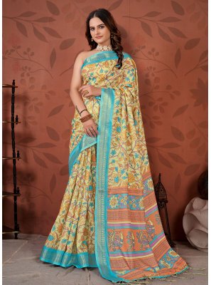 Floral Print Contemporary Saree