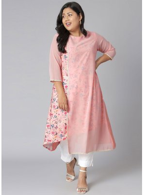 Floral Print Faux Crepe Designer Kurti