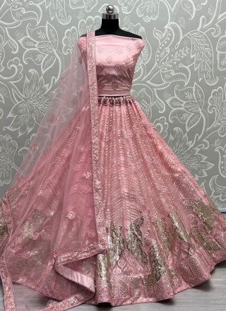 Foil Print Net A Line Lehenga Choli