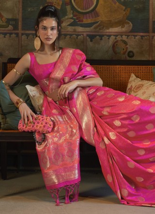 Fuchsia Weaving Trendy Saree