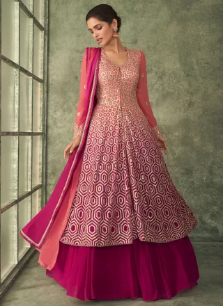 64 129 Fuchsia Anarkali Lehenga Choli and Fuchsia Anarkali Chaniya Choli Online Shopping