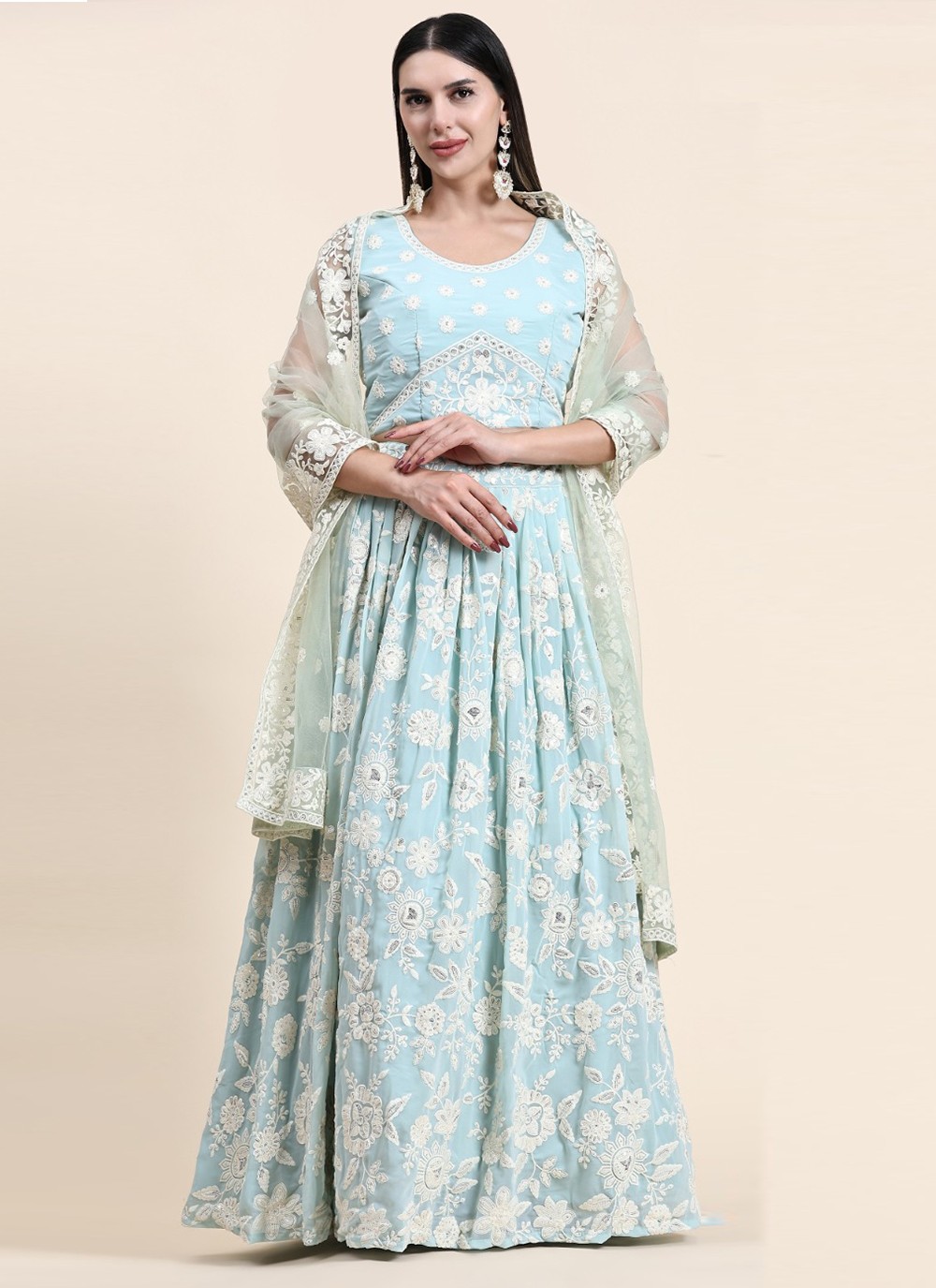 Georgette Sequins Lucknowi Lehenga Choli | COD | 40% Off | - Bella Signora