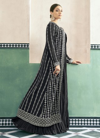 Georgette Black Readymade Gown
