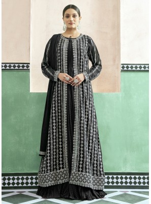 Georgette Black Readymade Gown
