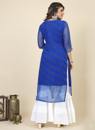 Georgette Blue Party Wear Kurti