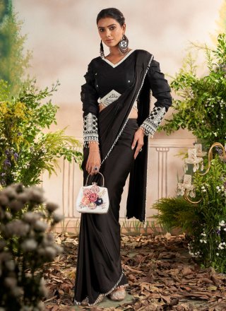 Ruffle Saree in Classic Black | Party wear sarees, Party wear dresses, Saree  designs